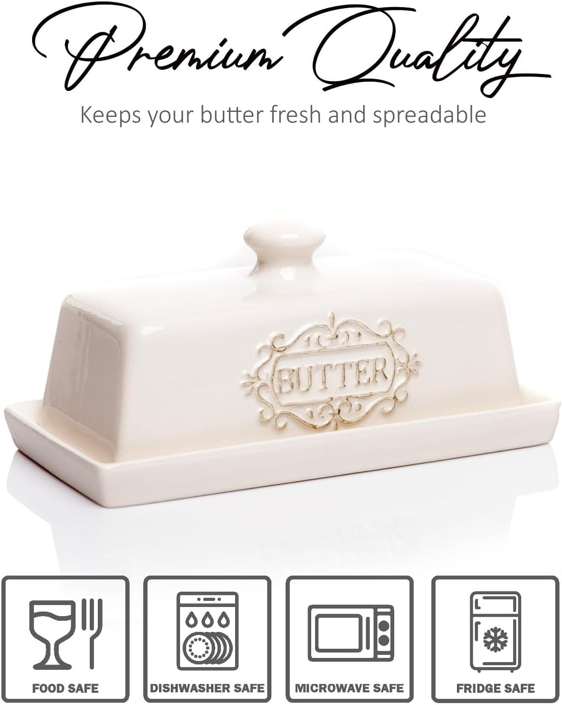 Engraved Ceramic Butter Dish with Lid