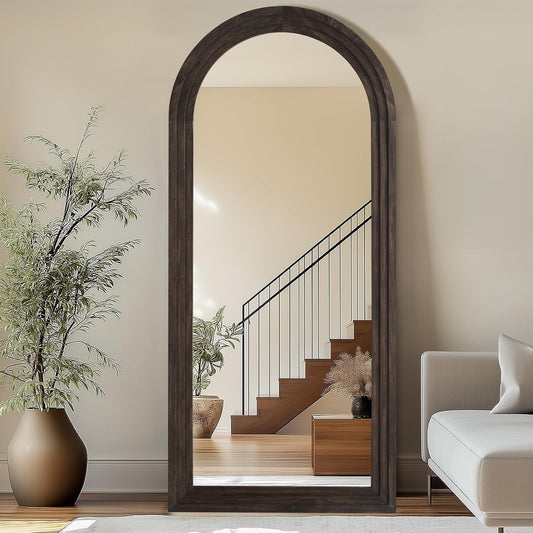 Rustic Arched Full-Length Wood Frame Mirror