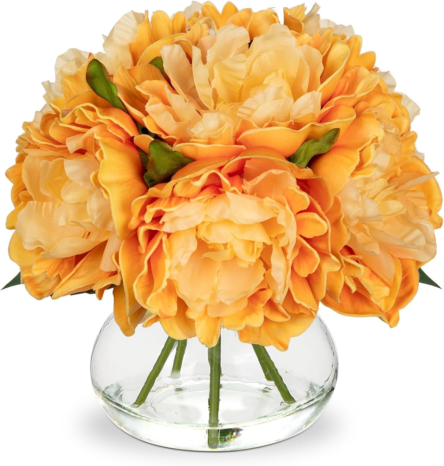 Faux White Hydrangea Arrangement in Glass Vase