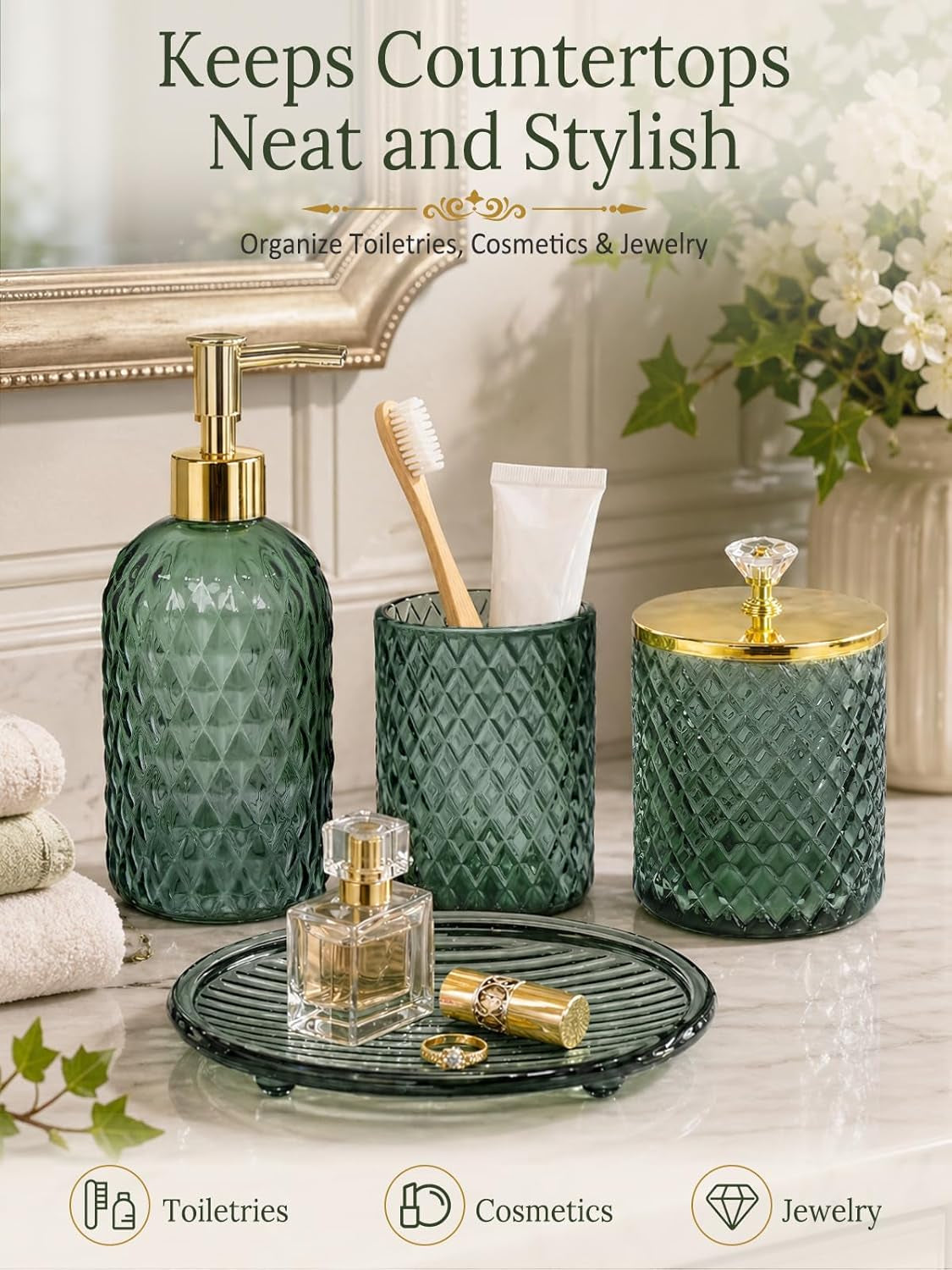 Glass Bathroom Accessories Set