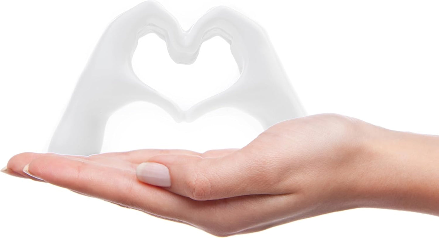 Modern Heart Hands Sculpture – Minimalist Ceramic Decor Accent