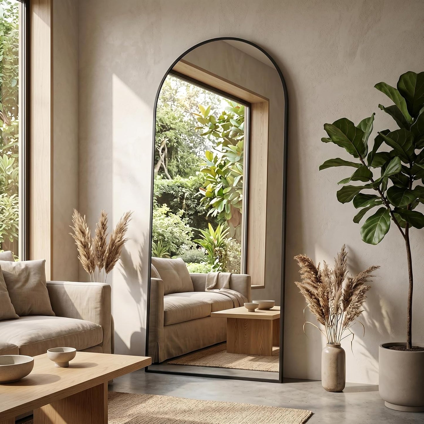 Arched Full-Length Floor Mirror | Aluminum Frame Standing, Leaning & Wall Mounted Mirror