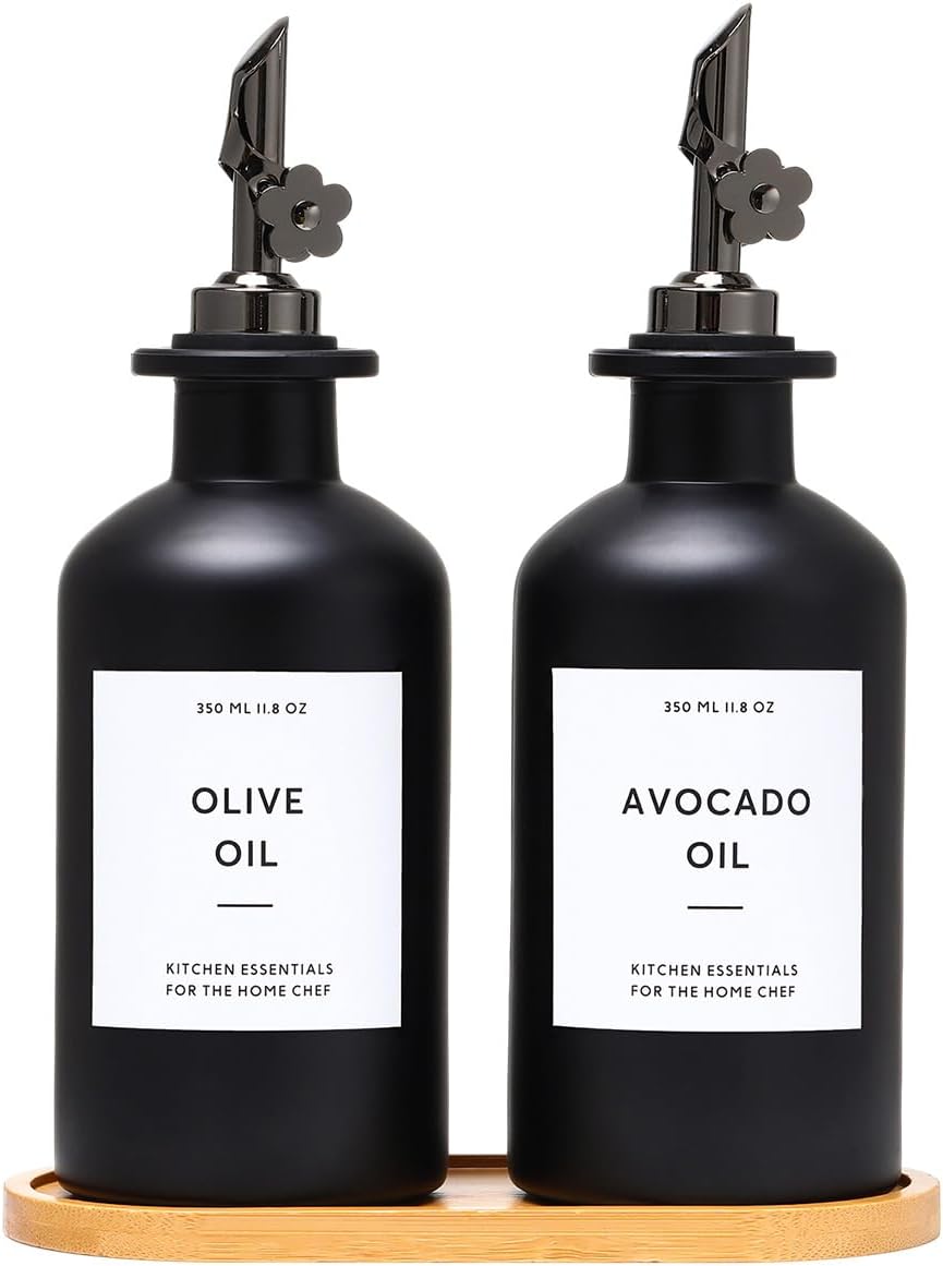 Glass Olive Oil & Vinegar Dispenser Set (12 oz, Set of 2)