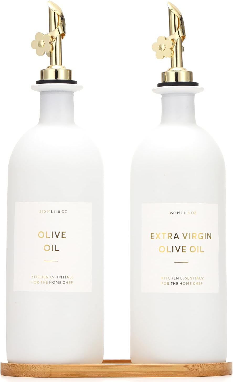 Glass Olive Oil & Vinegar Dispenser Set (12 oz, Set of 2)