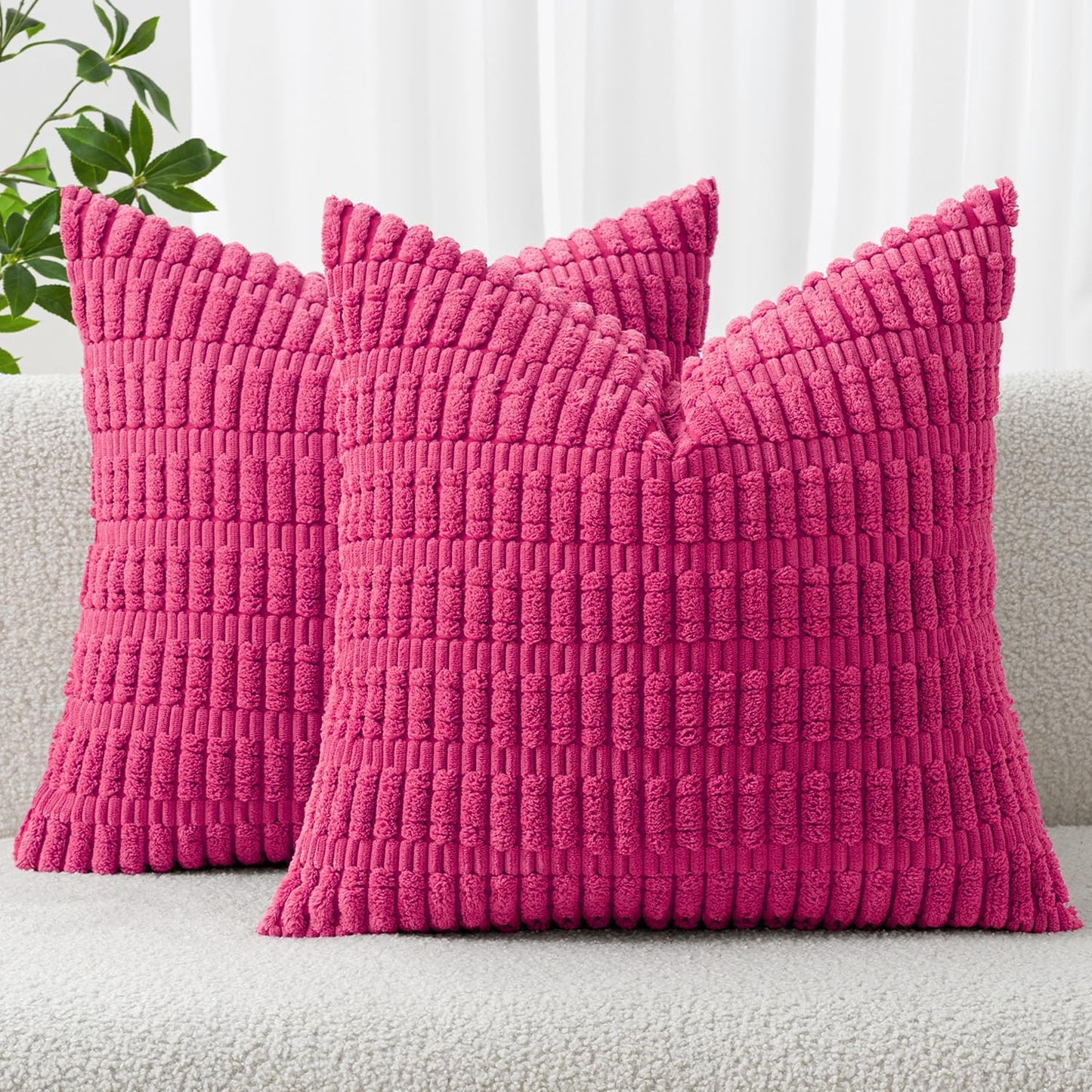 Boho Corduroy Decorative Throw Pillow Cover for Couch, Sofa & Bed