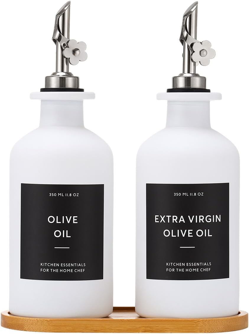 Glass Olive Oil & Vinegar Dispenser Set (12 oz, Set of 2)