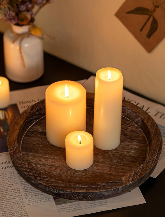 Round Wooden Decorative Tray | Rustic Farmhouse Accent Tray