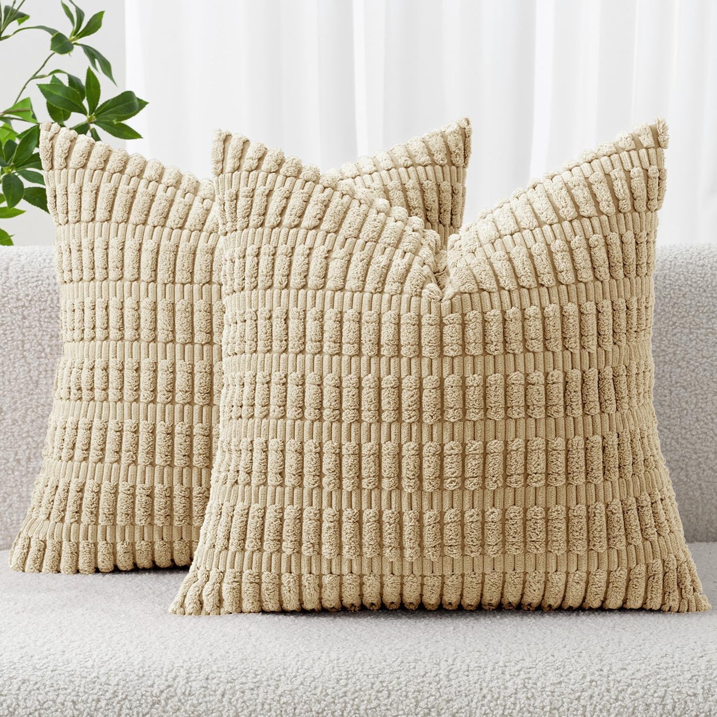 Boho Corduroy Decorative Throw Pillow Cover for Couch, Sofa & Bed