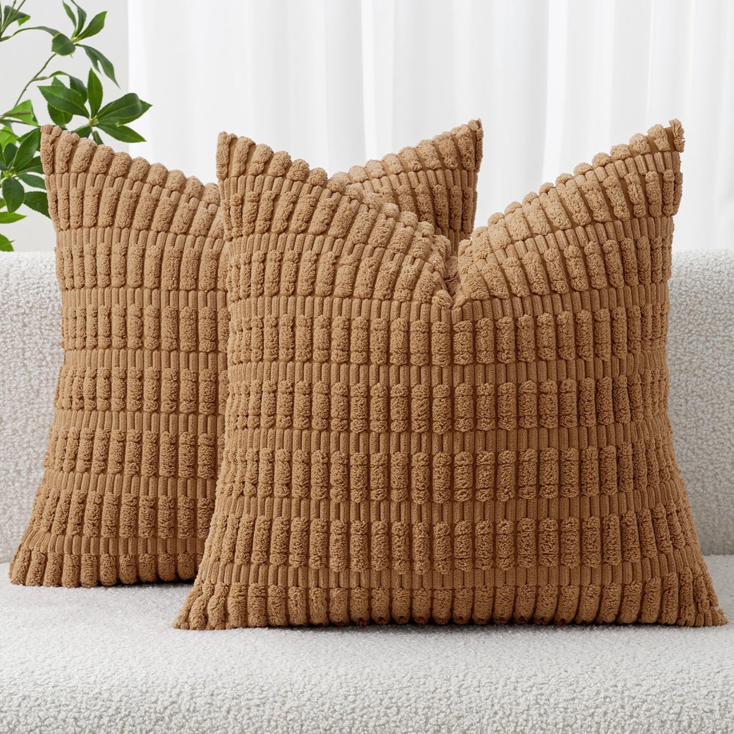 Boho Corduroy Decorative Throw Pillow Cover for Couch, Sofa & Bed