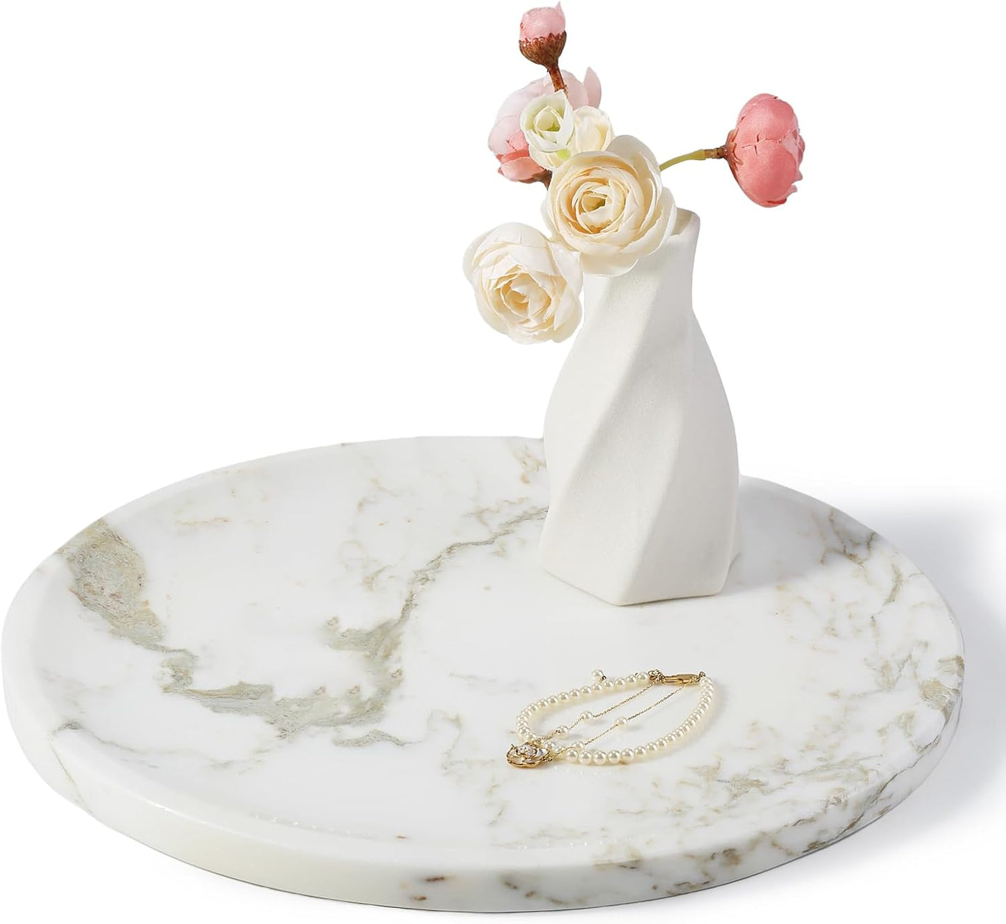 Round Travertine Decorative Tray