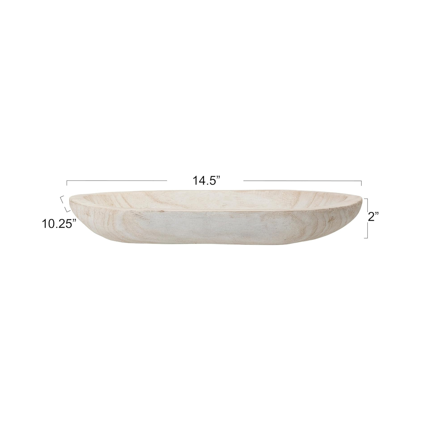 Whitewashed Paulownia Wood Decorative Bowl