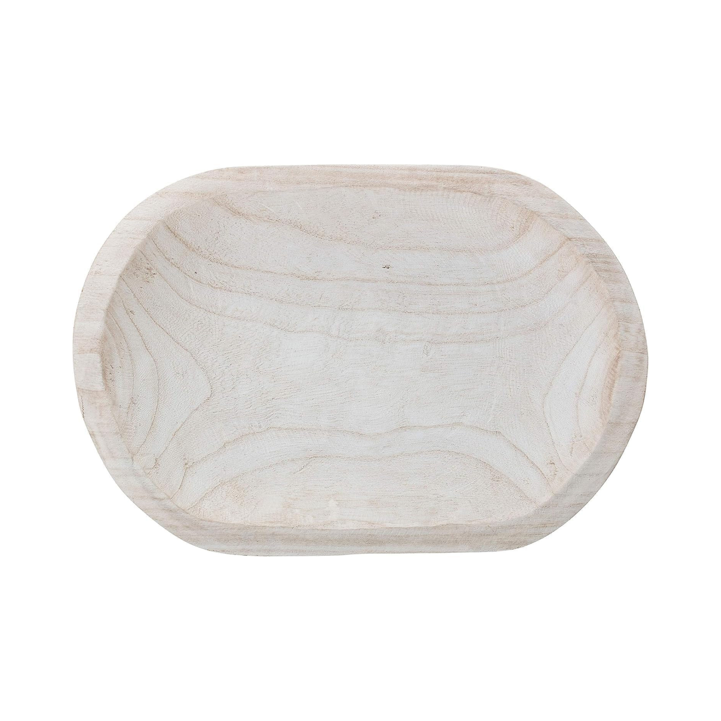 Whitewashed Paulownia Wood Decorative Bowl
