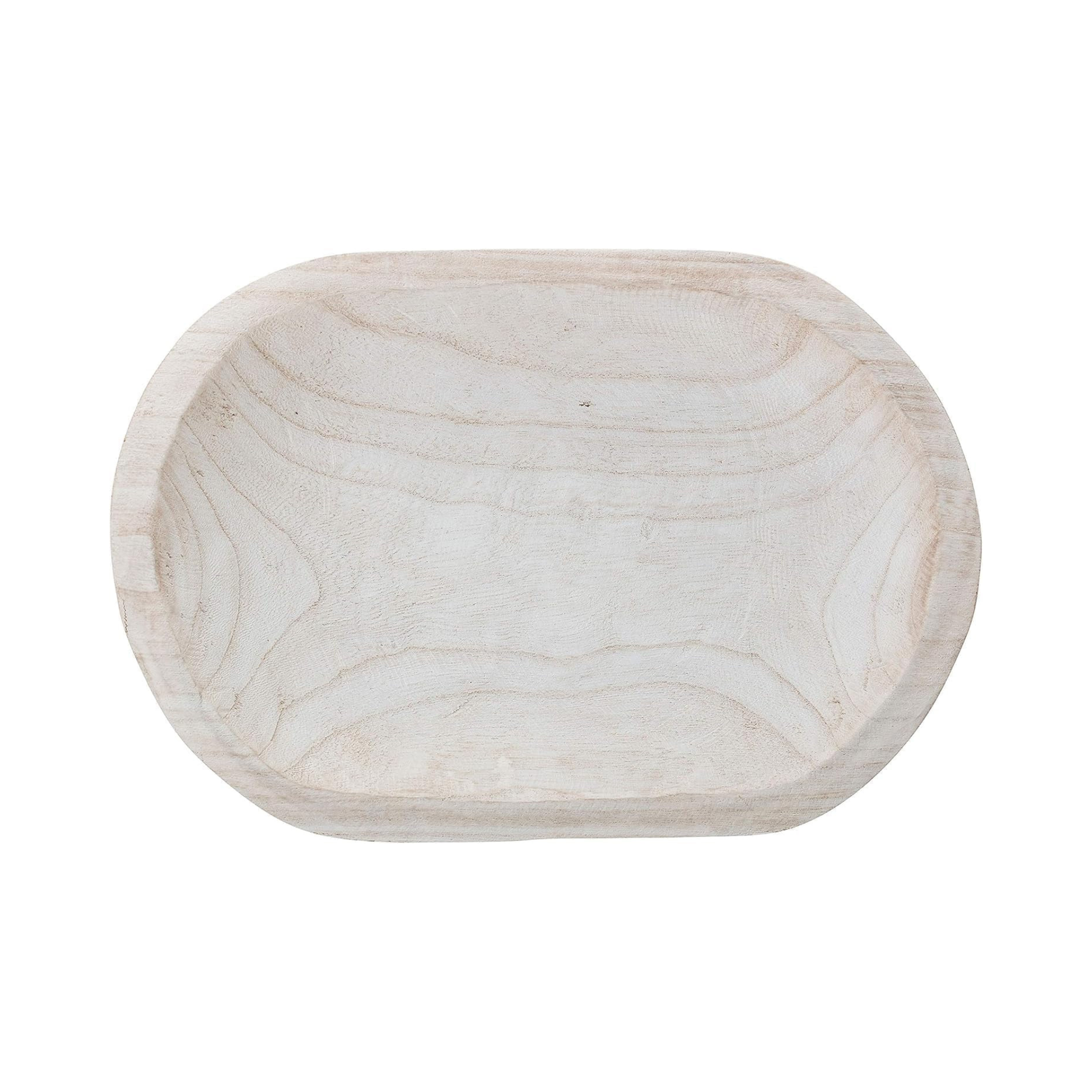 Whitewashed Paulownia Wood Decorative Bowl