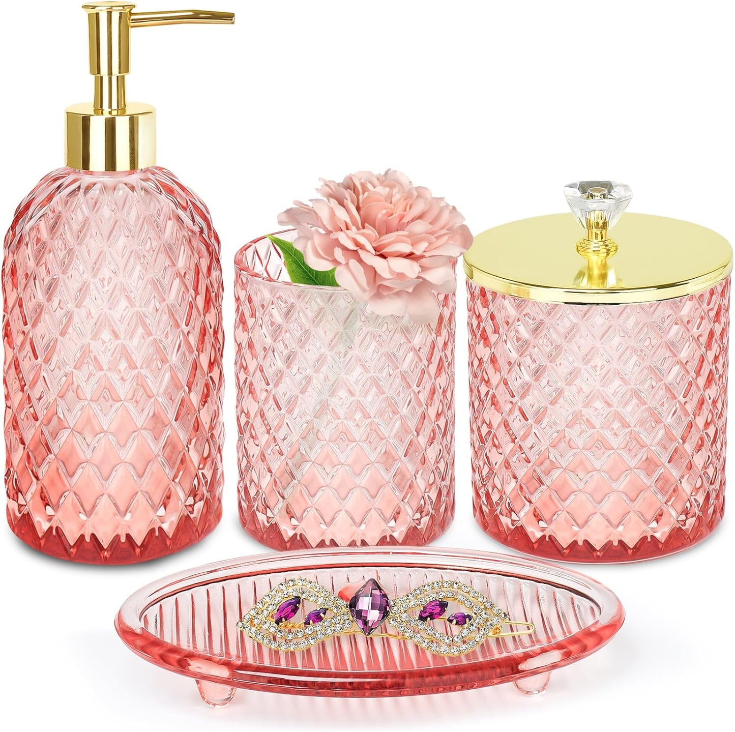 Glass Bathroom Accessories Set