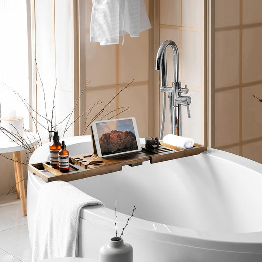 Expandable Bamboo Bathtub Caddy Tray