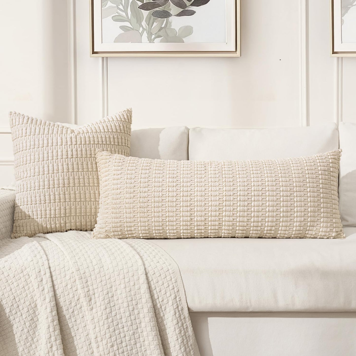 Boho Corduroy Decorative Throw Pillow Cover for Couch, Sofa & Bed