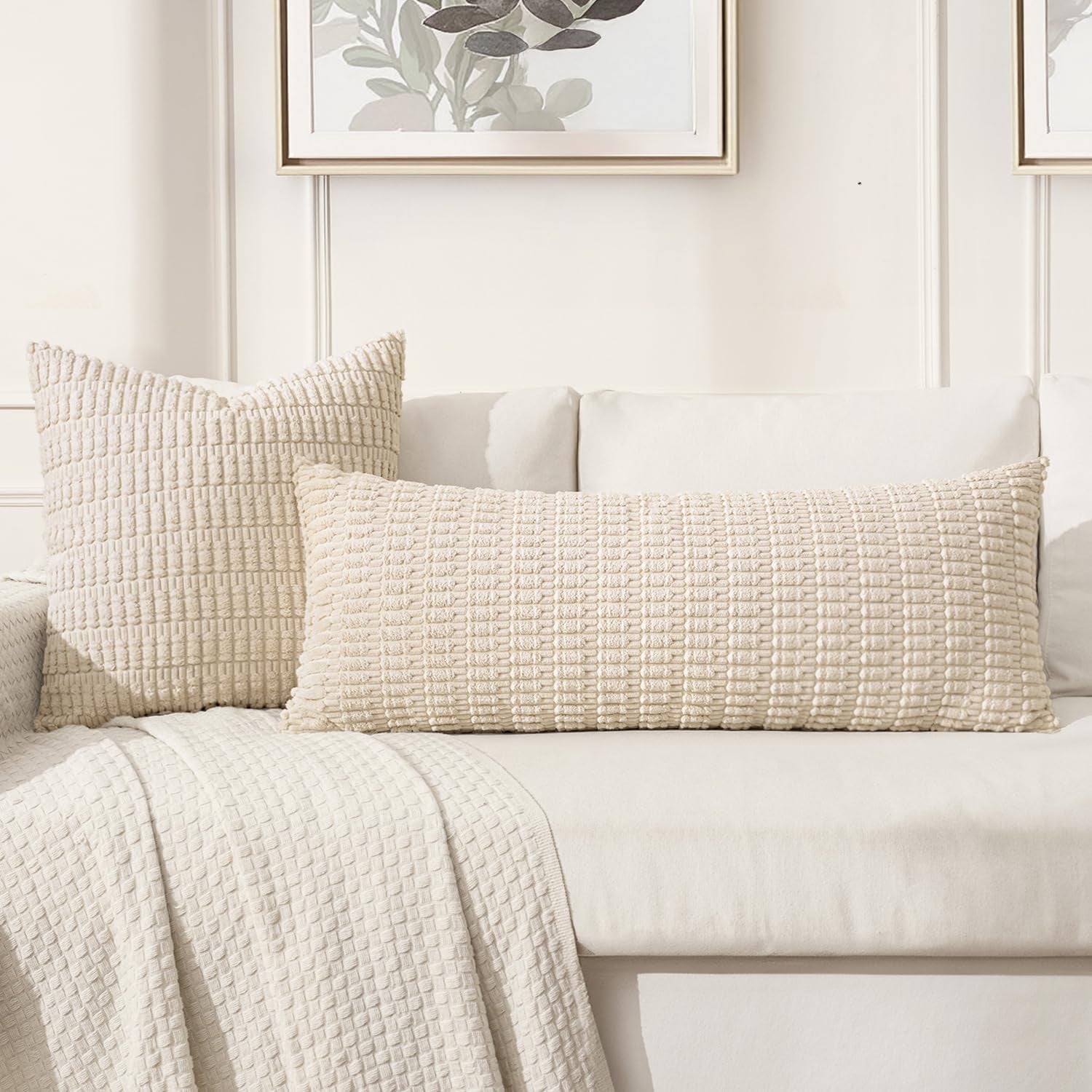 Boho Corduroy Decorative Throw Pillow Cover for Couch, Sofa & Bed