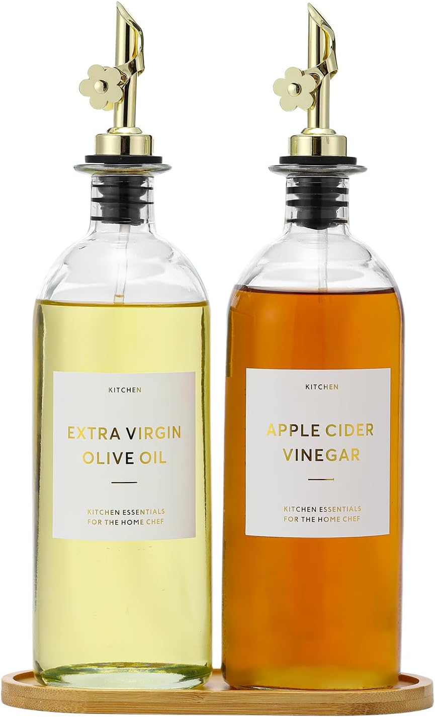 Glass Olive Oil & Vinegar Dispenser Set (12 oz, Set of 2)