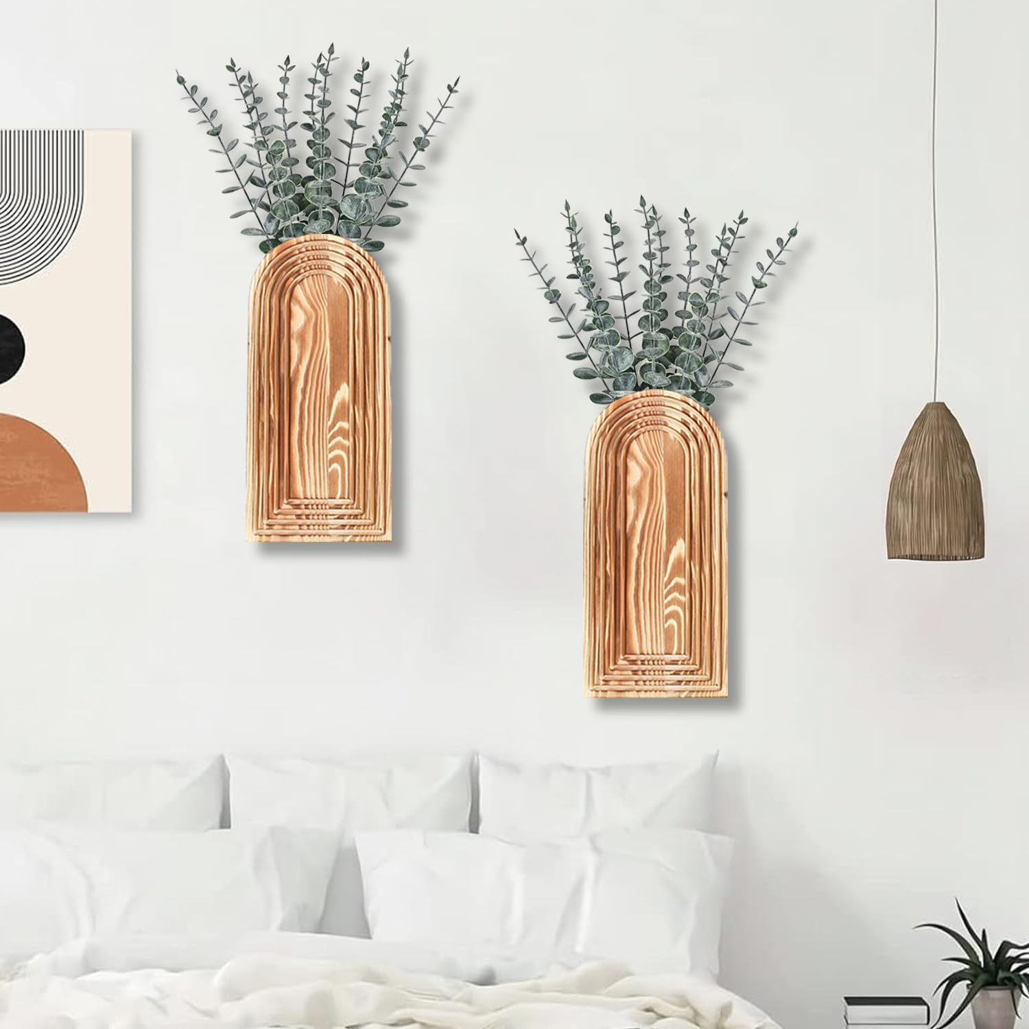 Wooden Wall Vase Set – Modern Farmhouse Wall Decor (Set of 2)