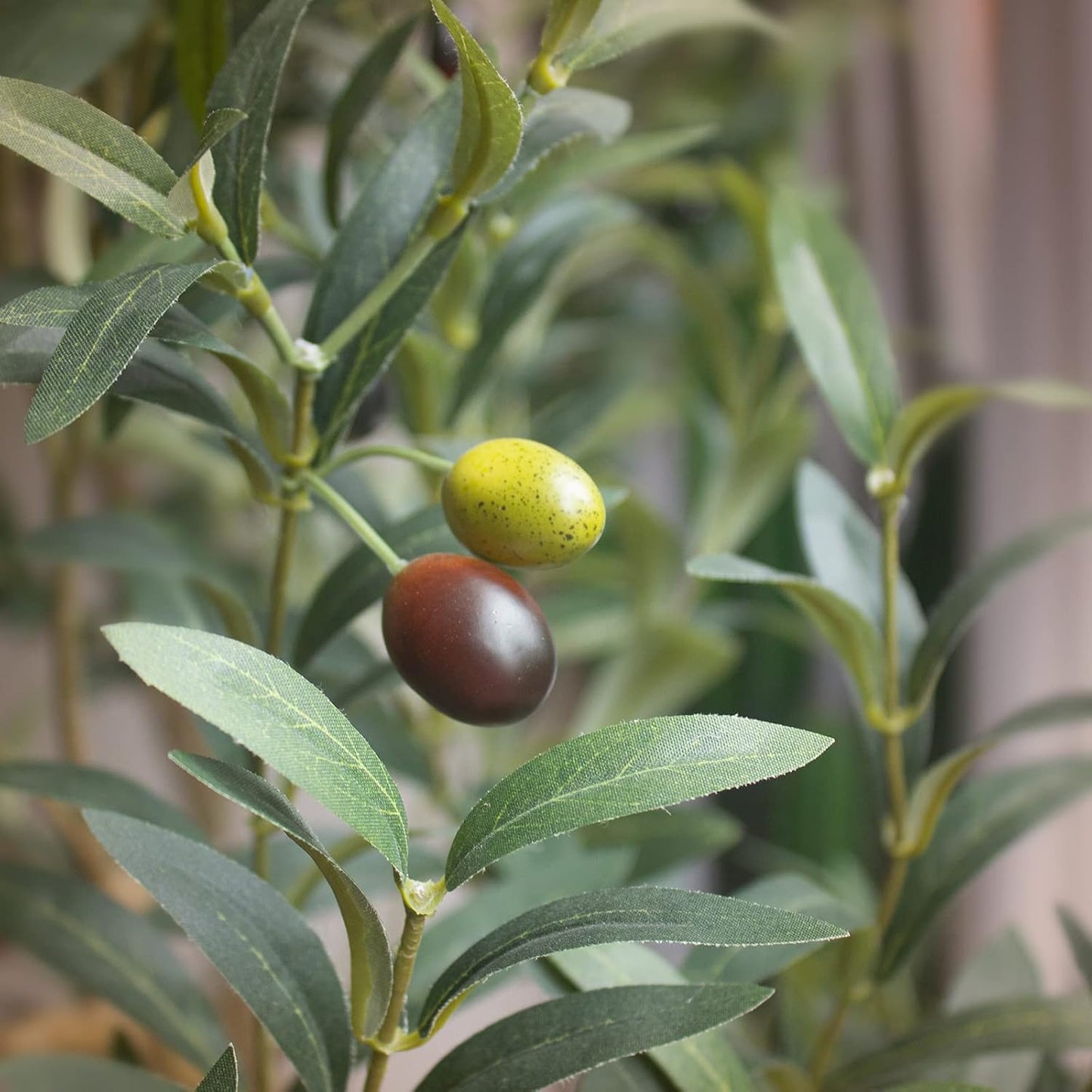 Faux Olive Tree with Natural Wood Trunk