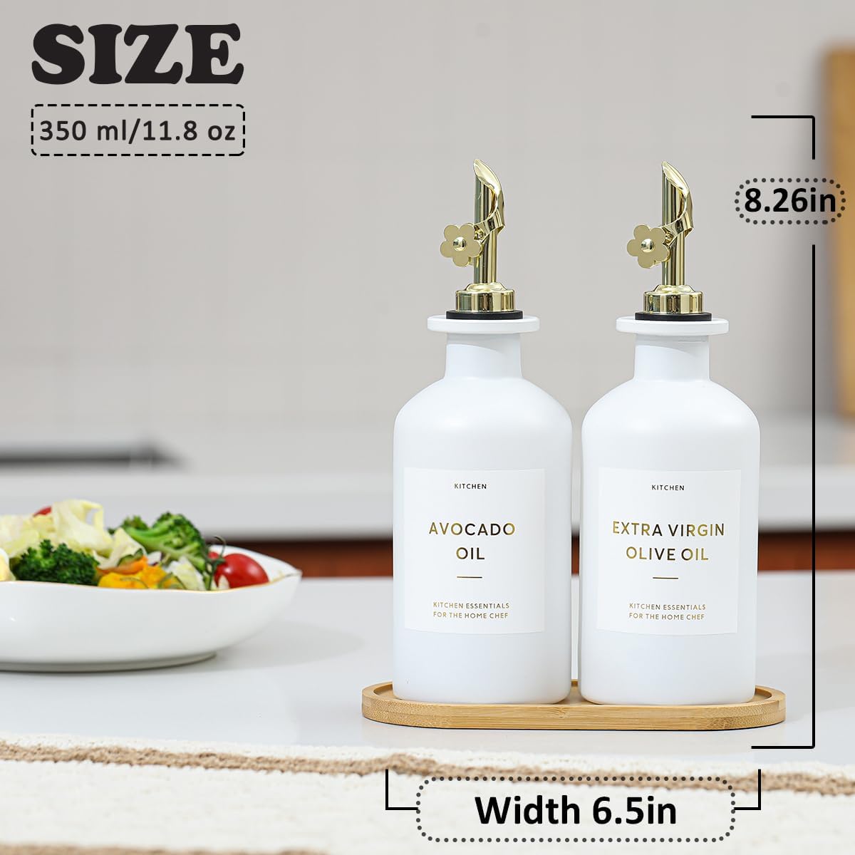 Glass Olive Oil & Vinegar Dispenser Set (12 oz, Set of 2)