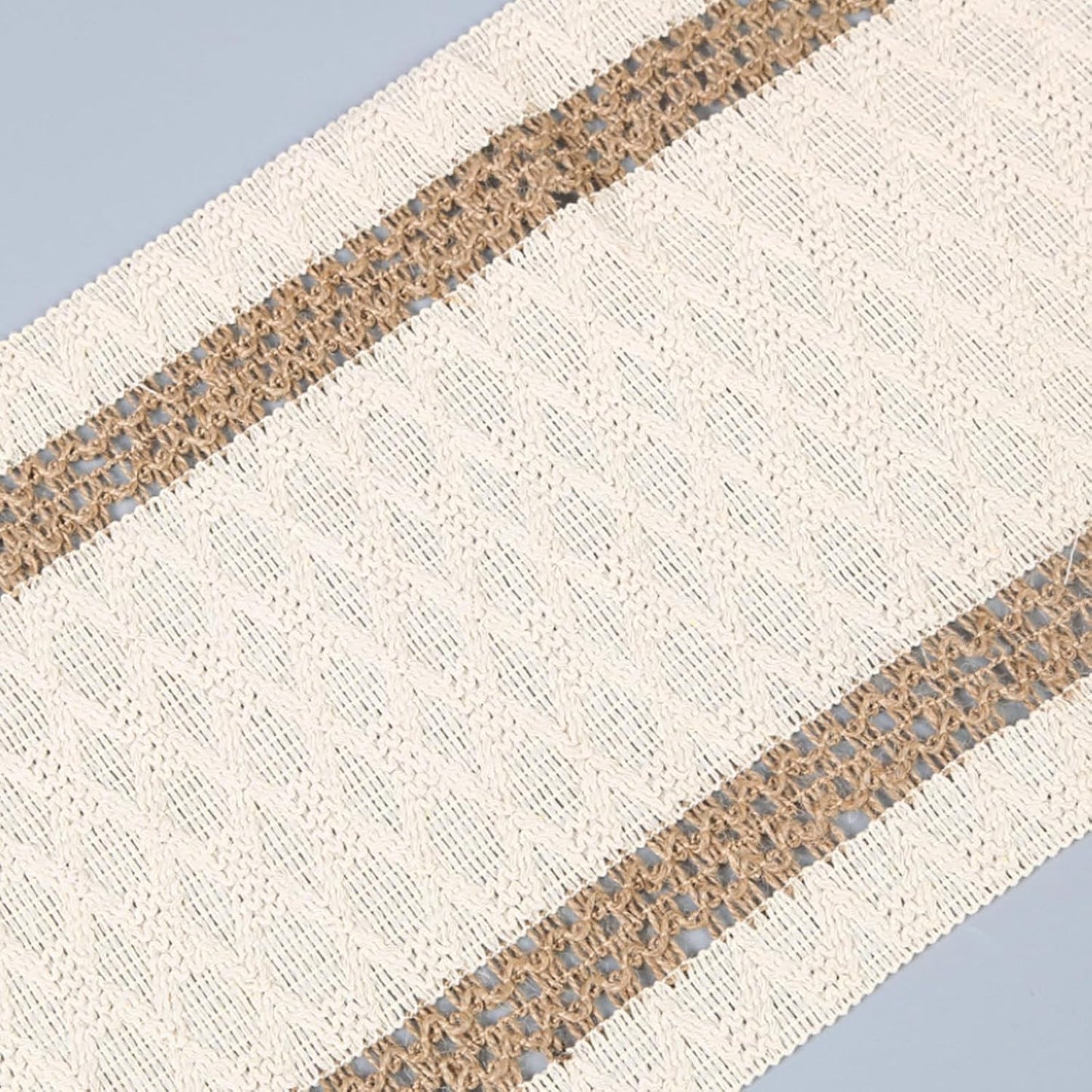 Neutral Boho Cotton Table Runner – Farmhouse Dining Décor
