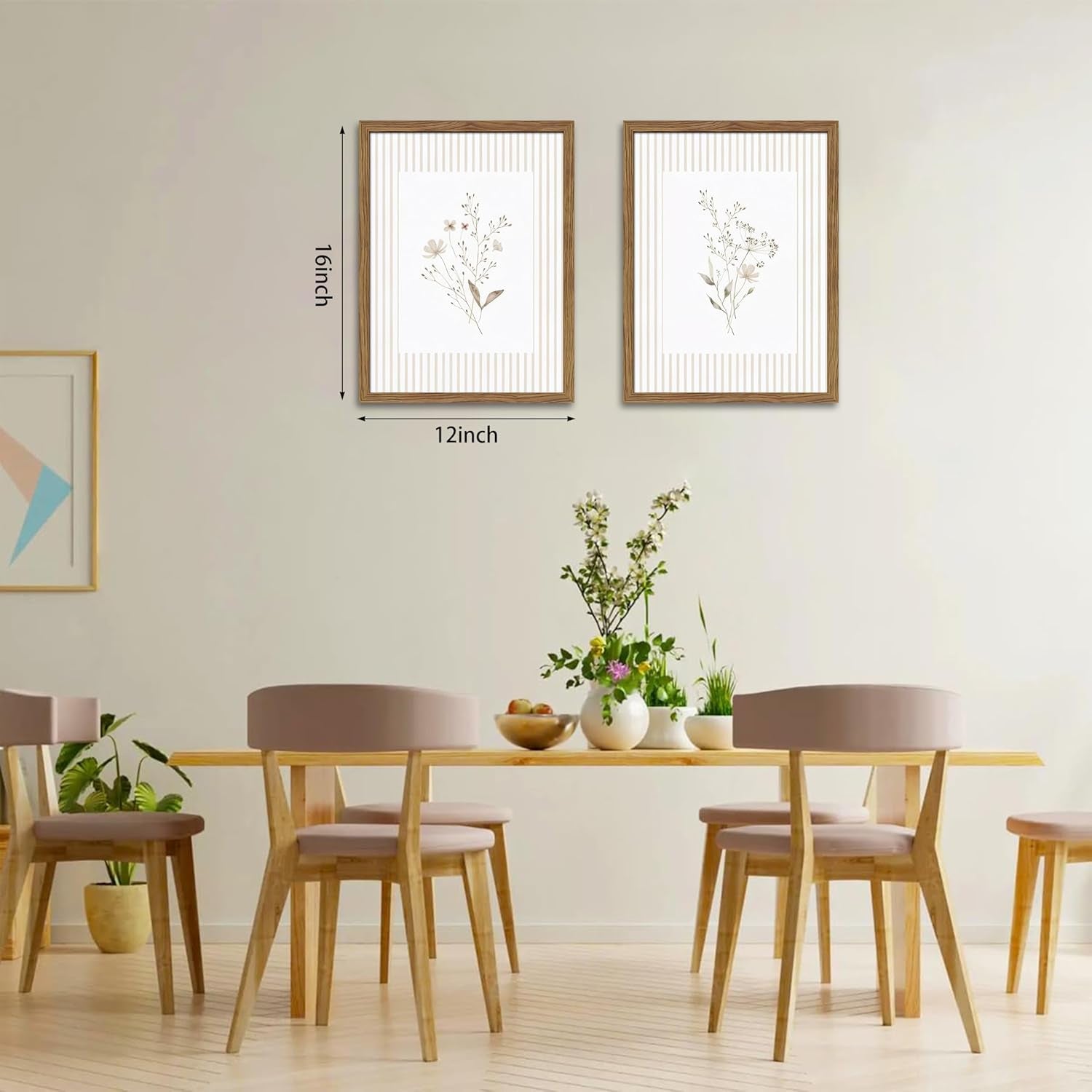 Neutral Wildflower Wall Art Set of 2 | Framed Botanical Prints