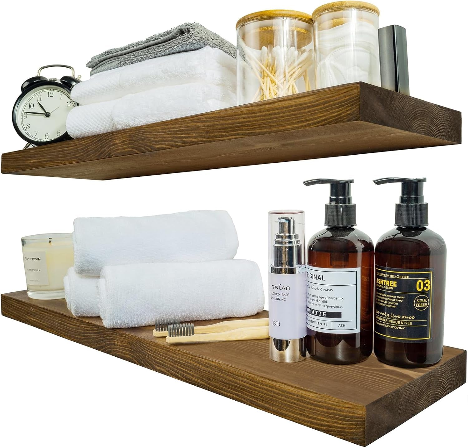 Rustic Solid Pine Floating Shelves – Set of 2