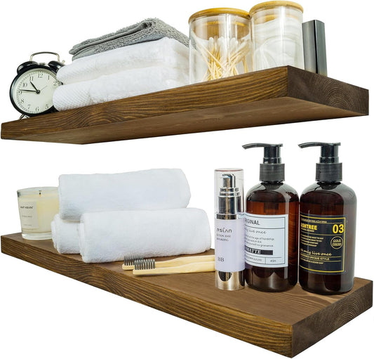 Rustic Solid Pine Floating Shelves – Set of 2