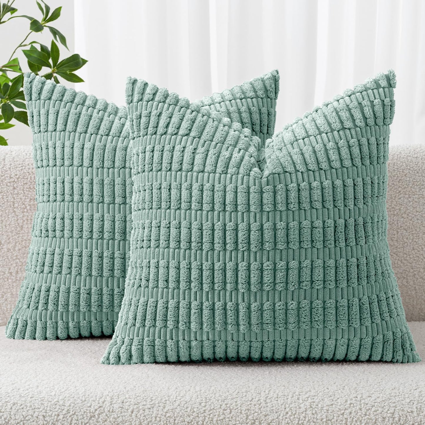 Boho Corduroy Decorative Throw Pillow Cover for Couch, Sofa & Bed