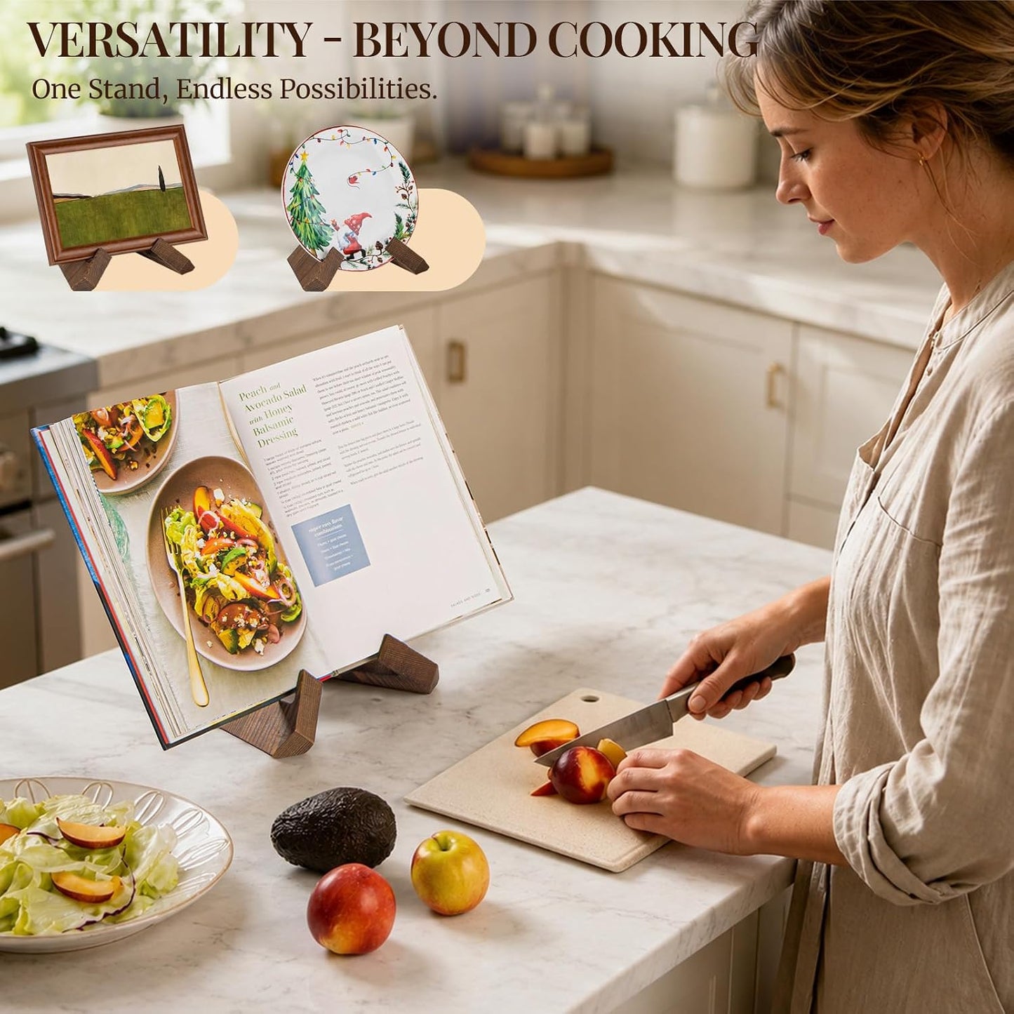 Rustic Wooden Cookbook Stand