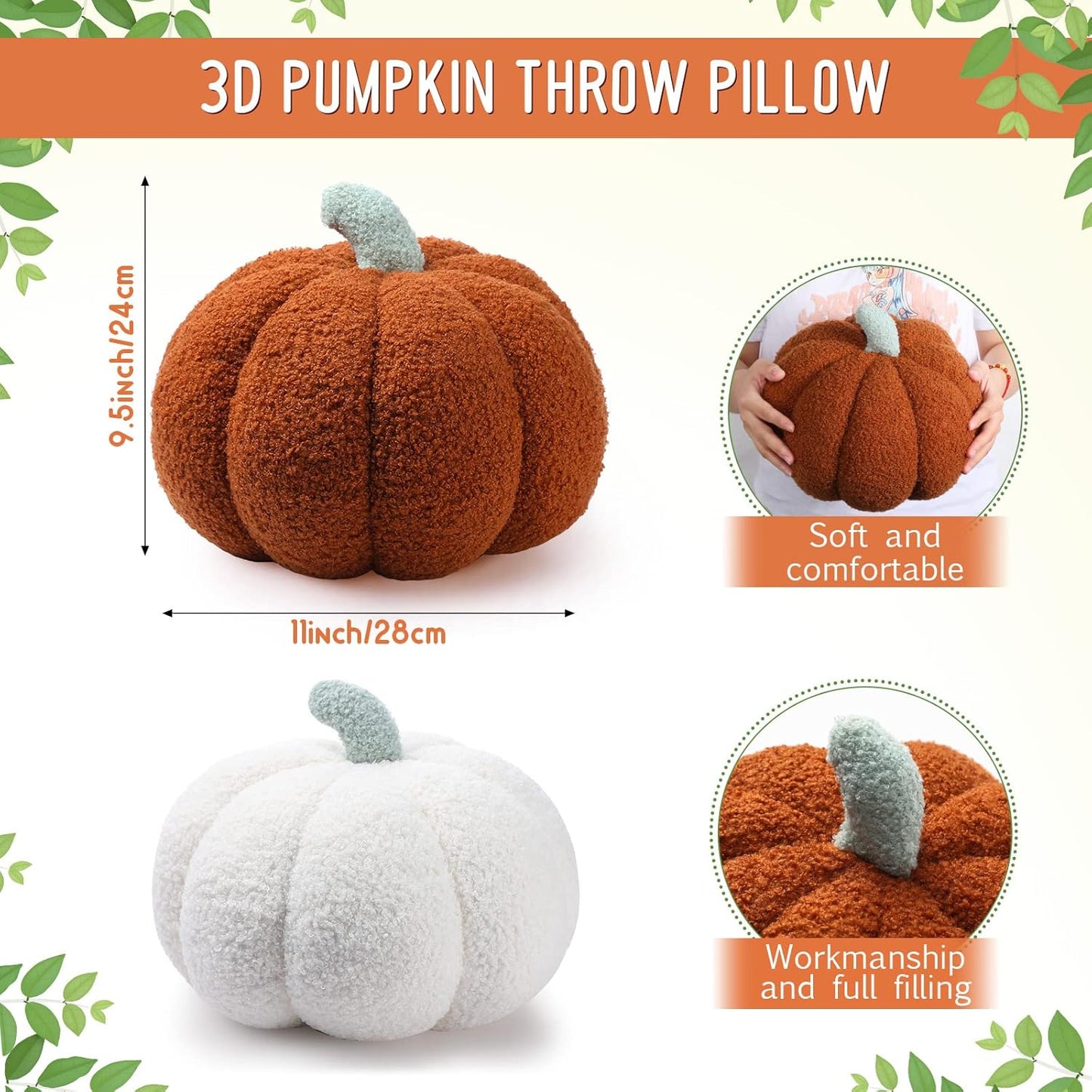 3D Pumpkin Throw Pillows – Set of 2