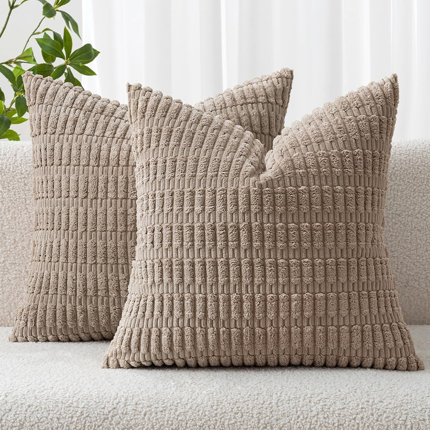 Boho Corduroy Decorative Throw Pillow Cover for Couch, Sofa & Bed