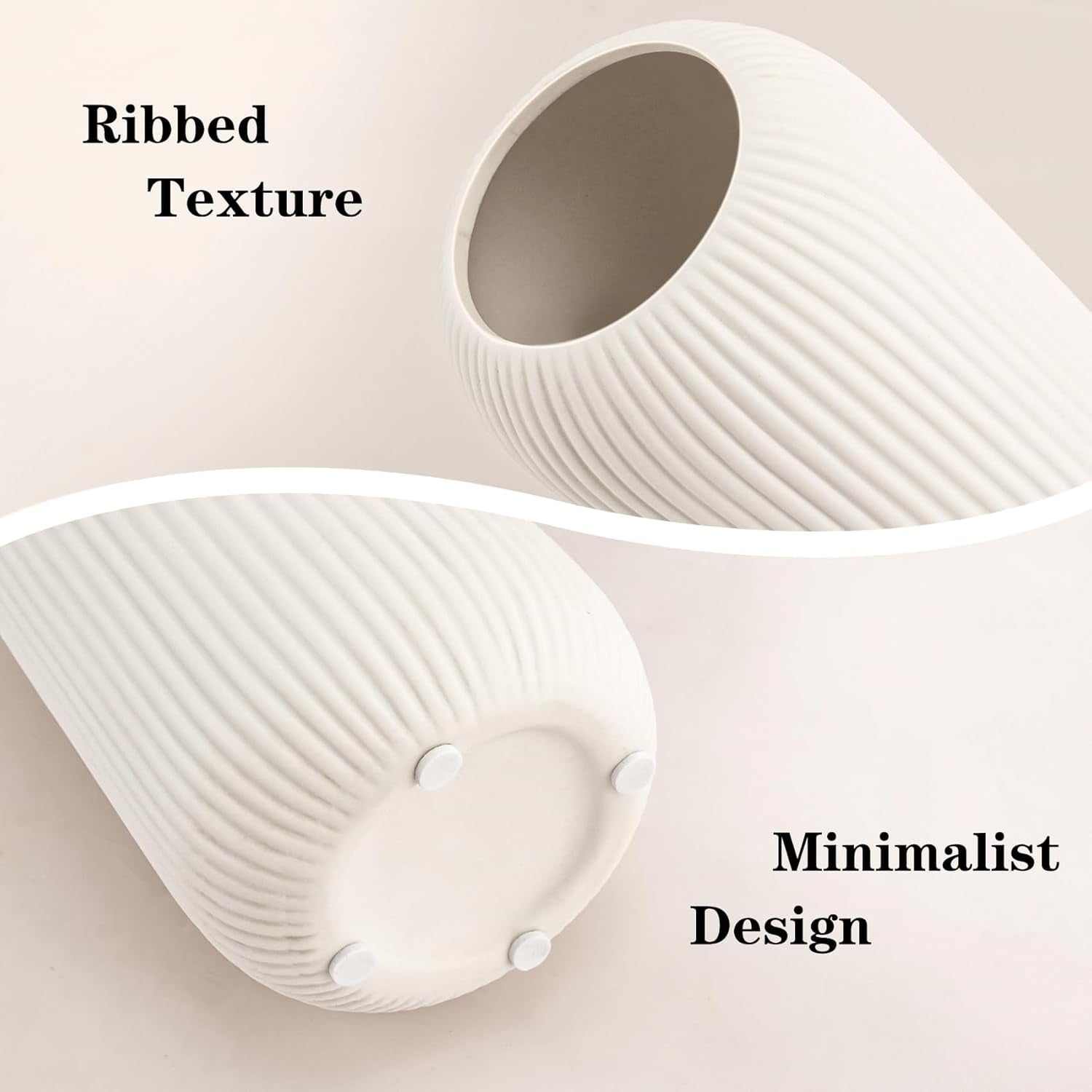 Modern Ribbed Ceramic Vase | Decorative Flower Vase for Home Décor