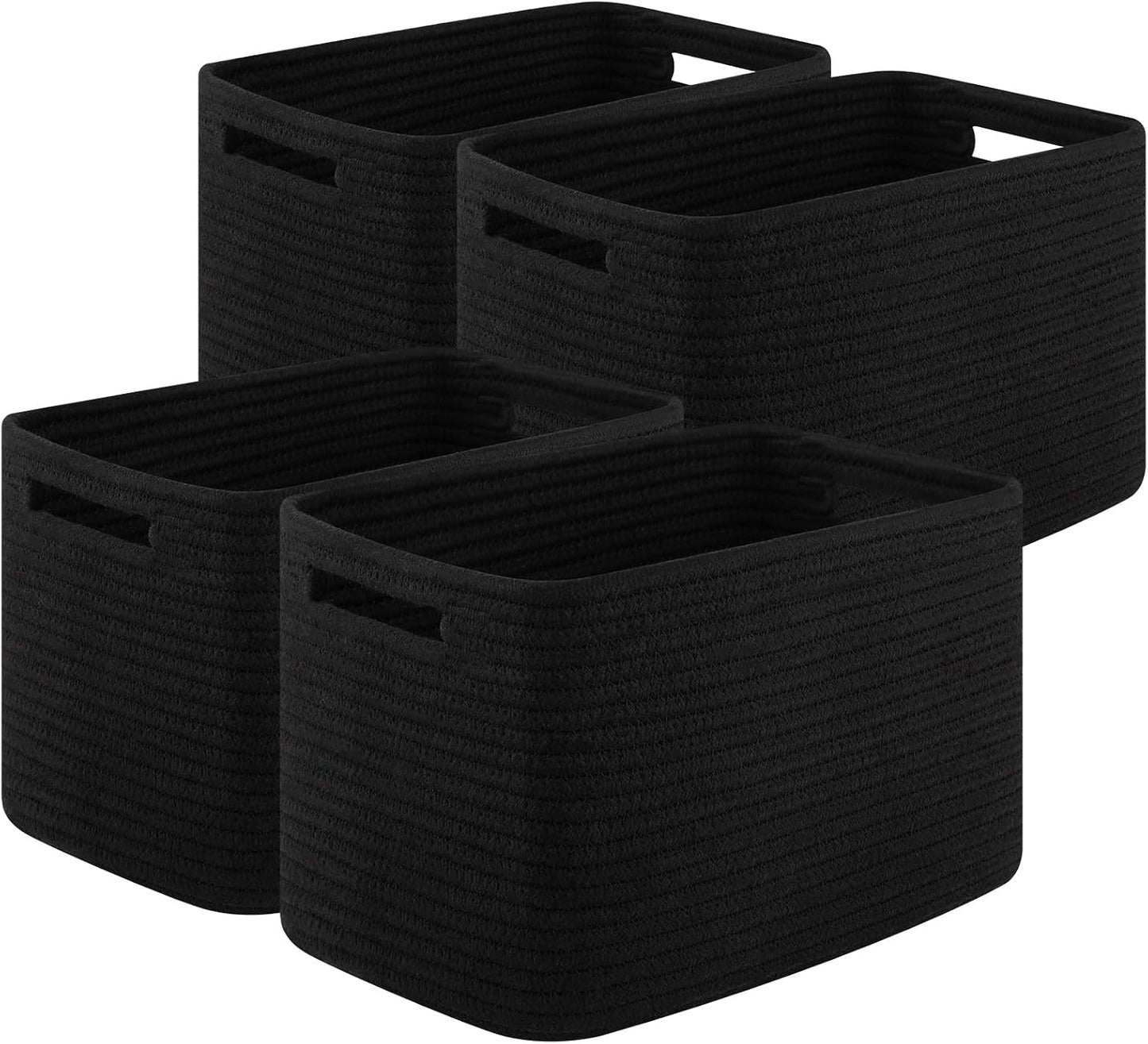 Cotton Rope Storage Baskets Set of 4 – Woven Storage Bins with Handles
