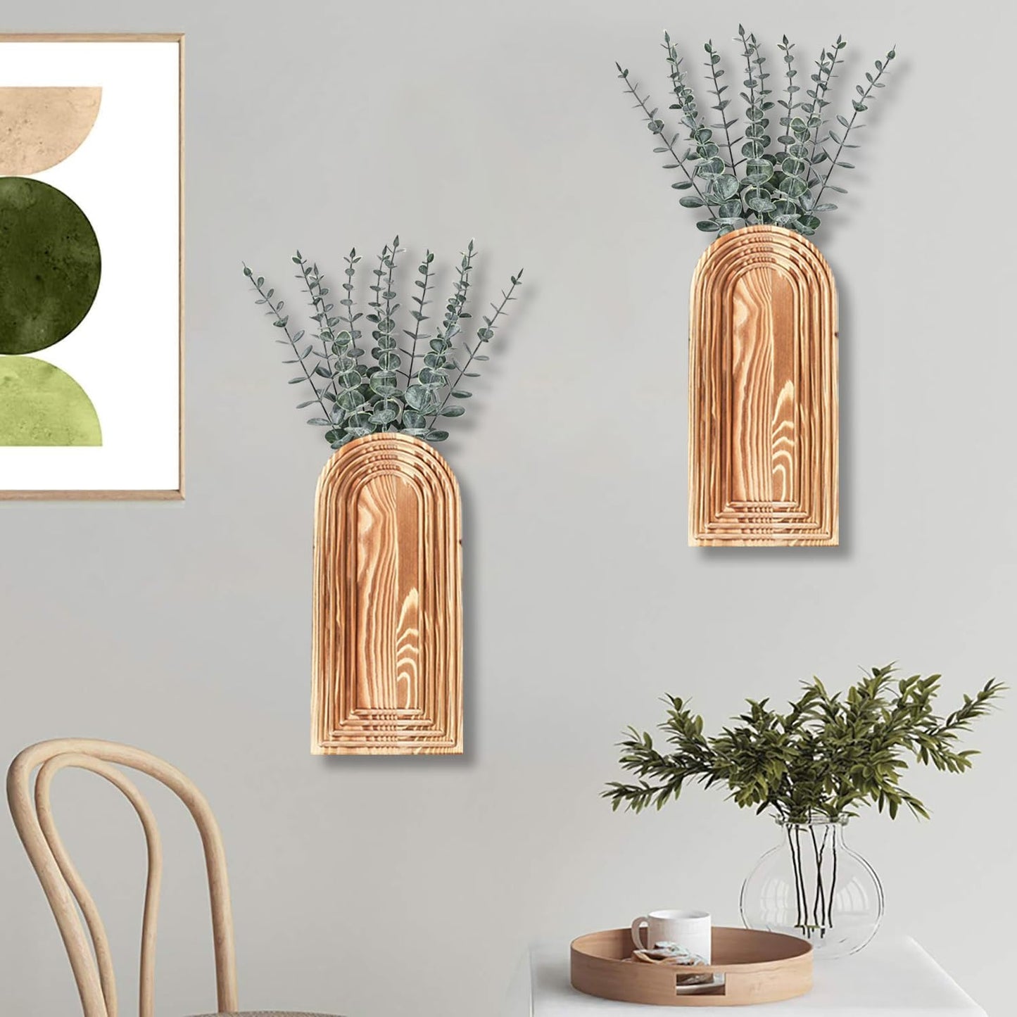 Wooden Wall Vase Set – Modern Farmhouse Wall Decor (Set of 2)