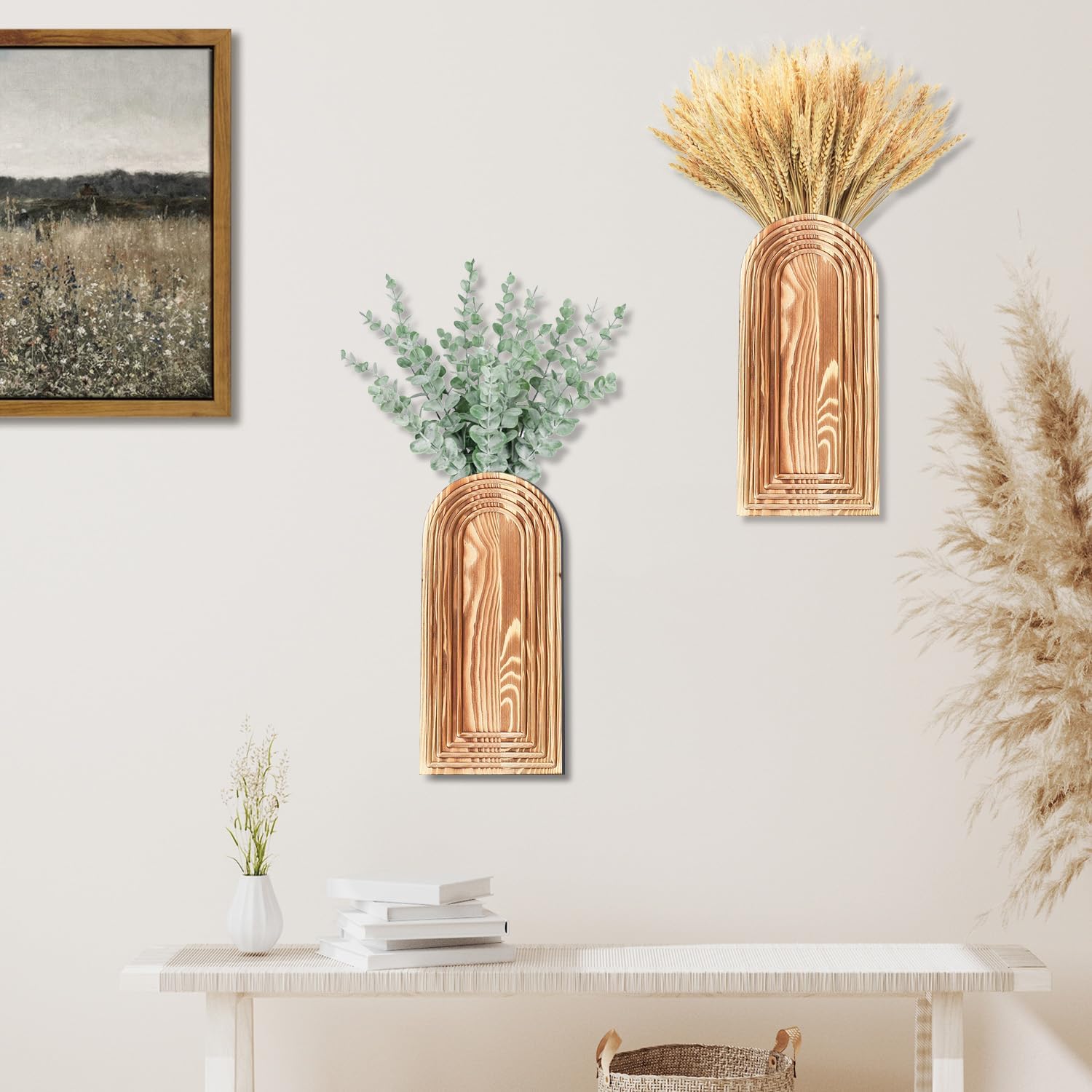 Wooden Wall Vase Set – Modern Farmhouse Wall Decor (Set of 2)