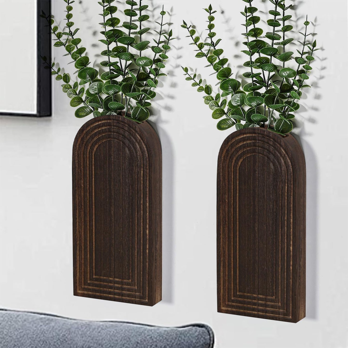 Wooden Wall Vase Set – Modern Farmhouse Wall Decor (Set of 2)