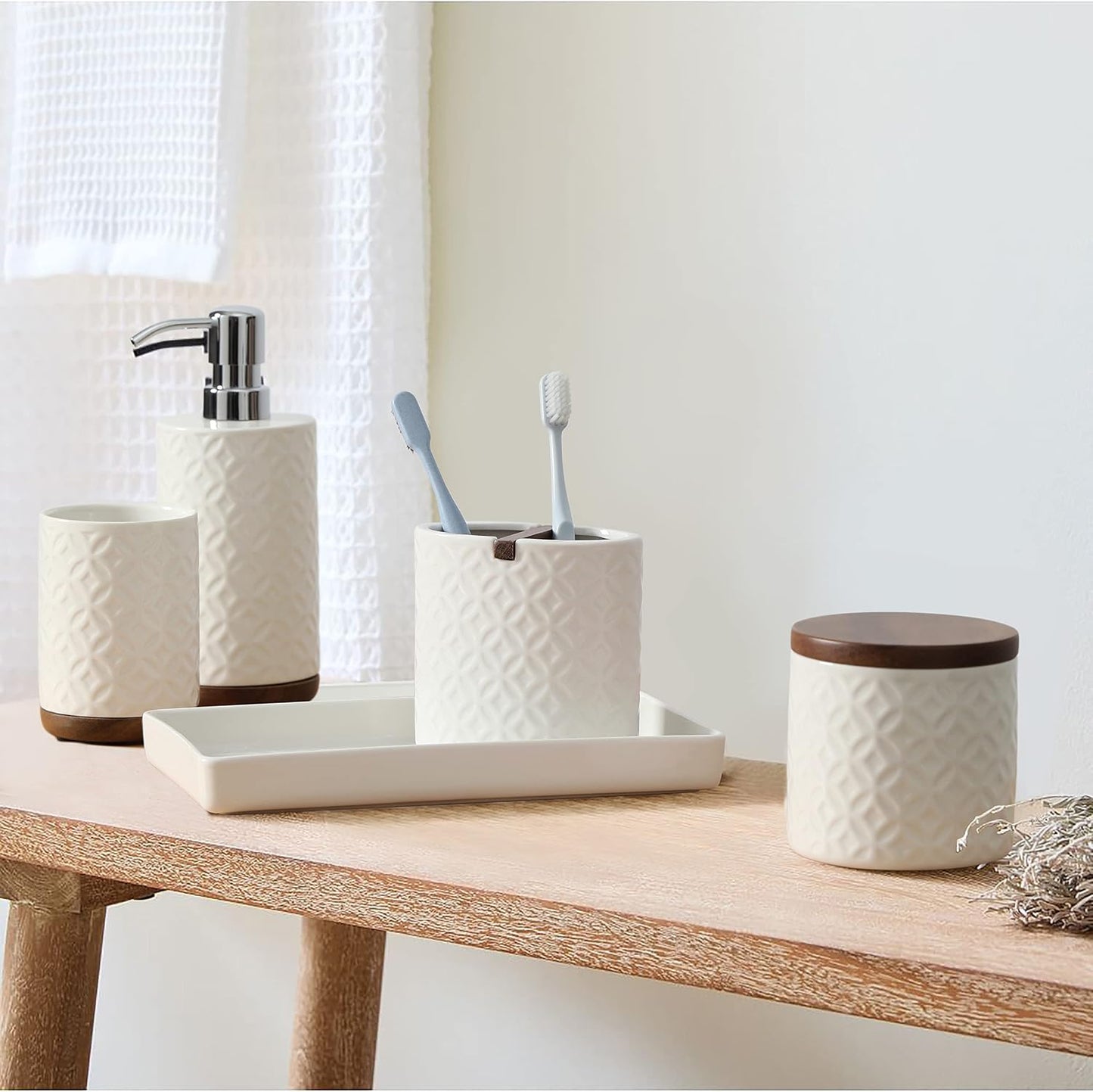 5-Piece Ceramic Bathroom Accessory Set