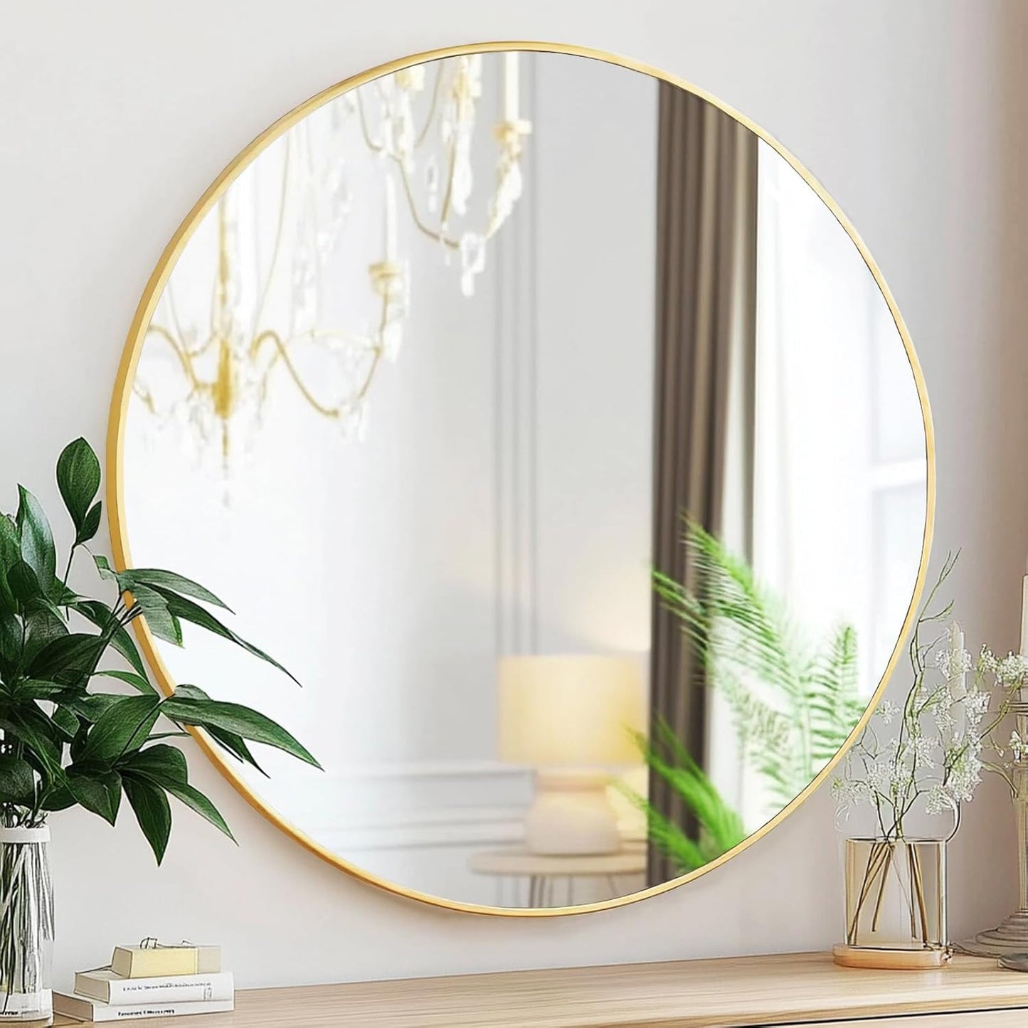 Modern Black Round Wall Mirror | Matte Metal Frame