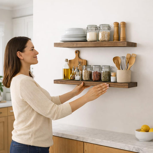 Rustic Solid Pine Floating Shelves – Set of 2