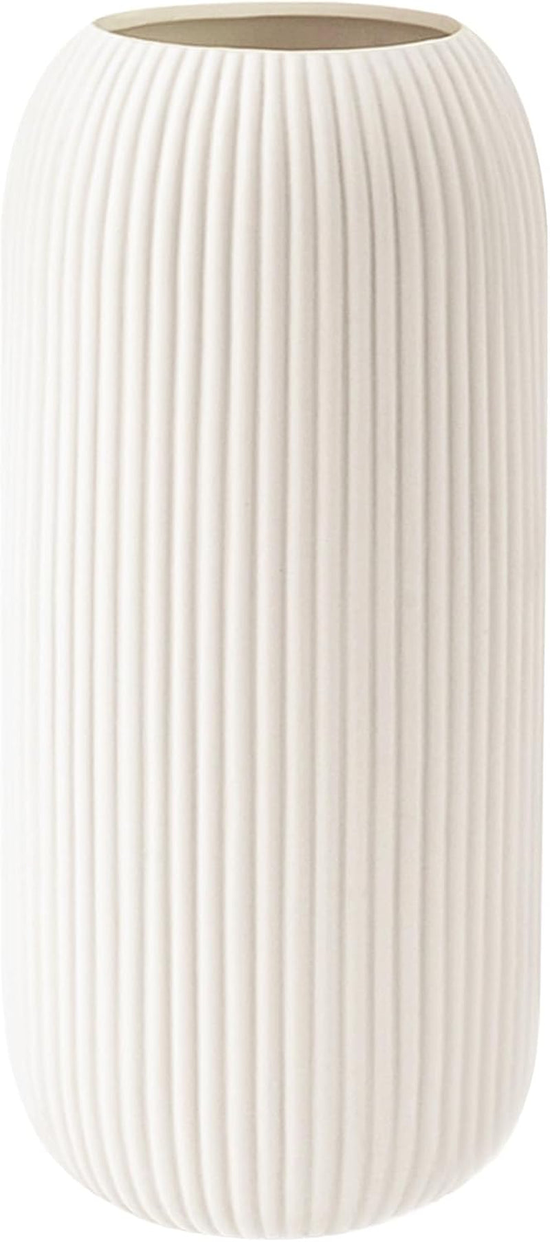 Modern Ribbed Ceramic Vase | Decorative Flower Vase for Home Décor