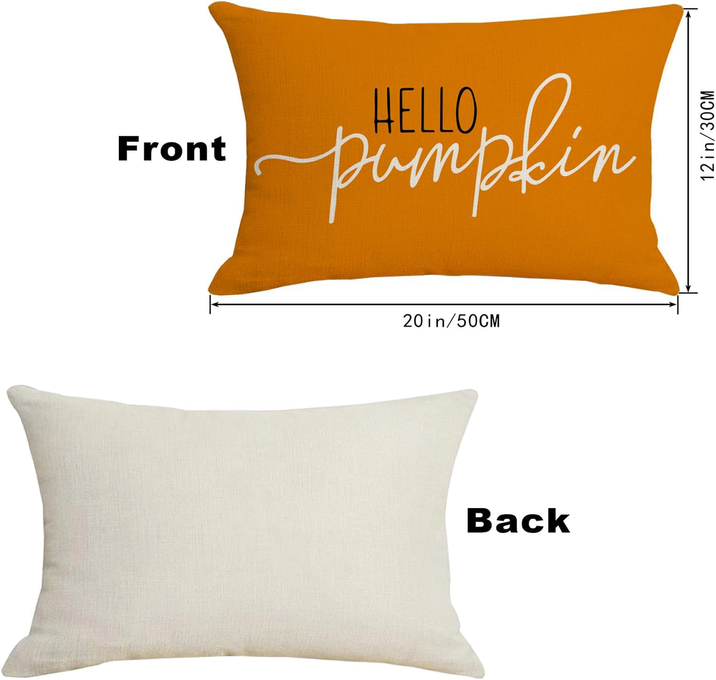 Hello Pumpkin Pillow Cover 12X20 Orange Bolster Outdoor Decorative Pillow Cover Fall Lumbar Pillow Covers for Fall Autumn Decor