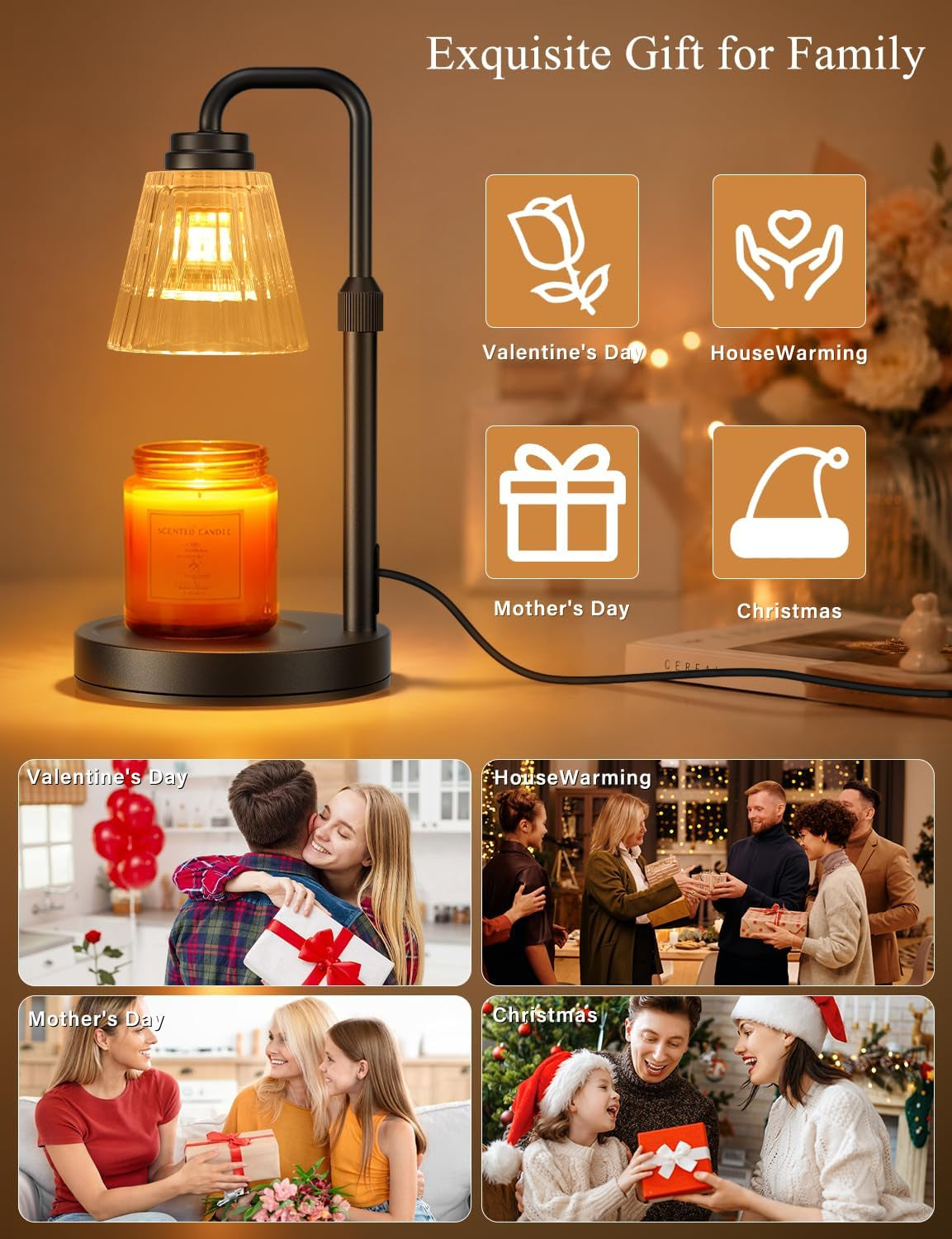 Adjustable Candle Warmer Lamp with Timer