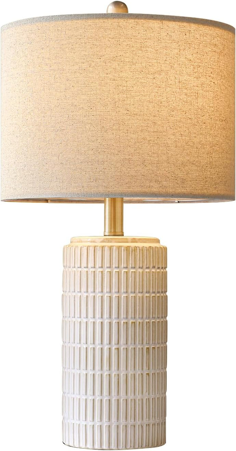 Modern Ceramic Table Lamp with Linen Shade | Bedside & Living Room Lamp