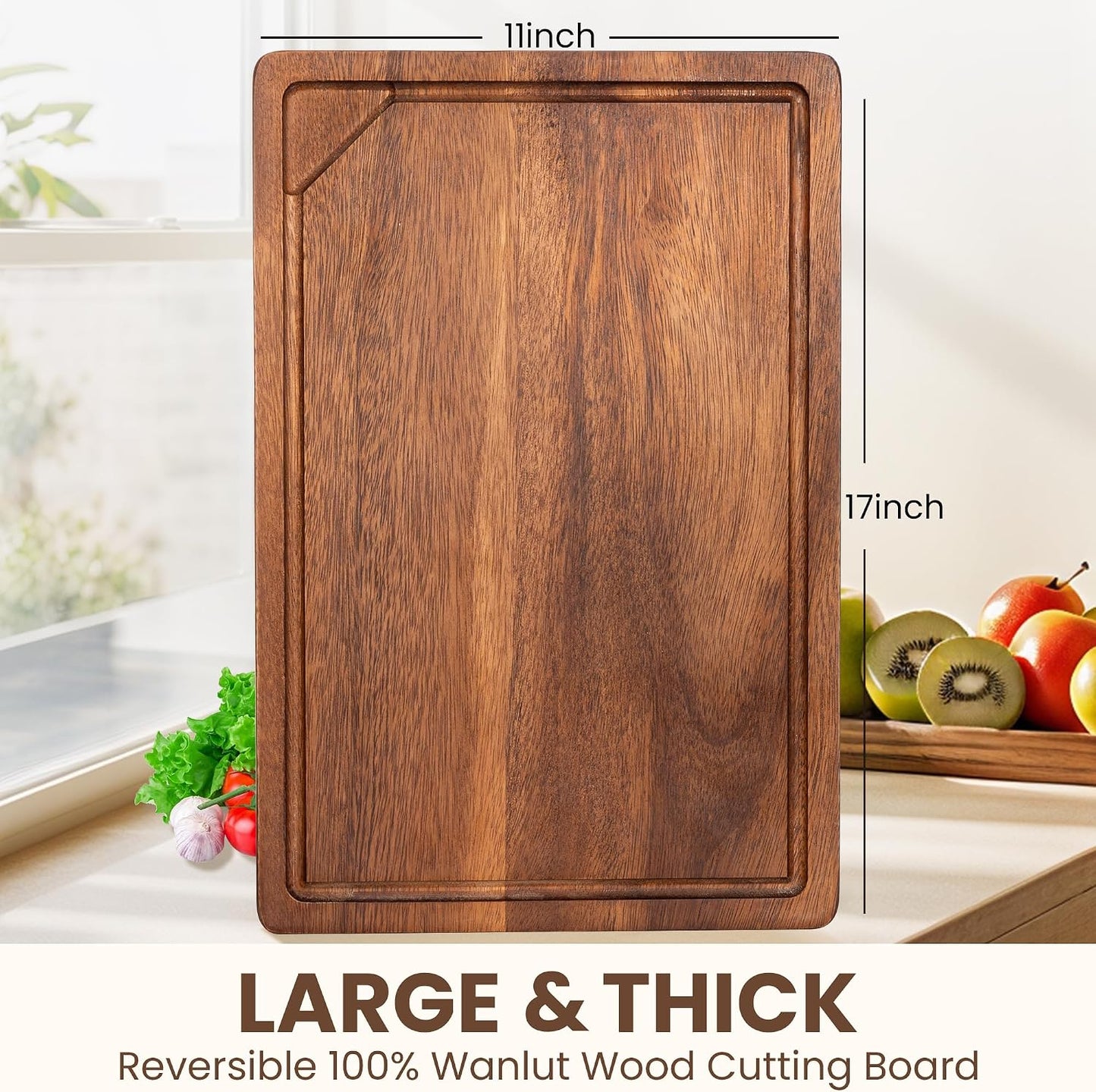 Black Walnut Reversible Cutting Board with Juice Groove