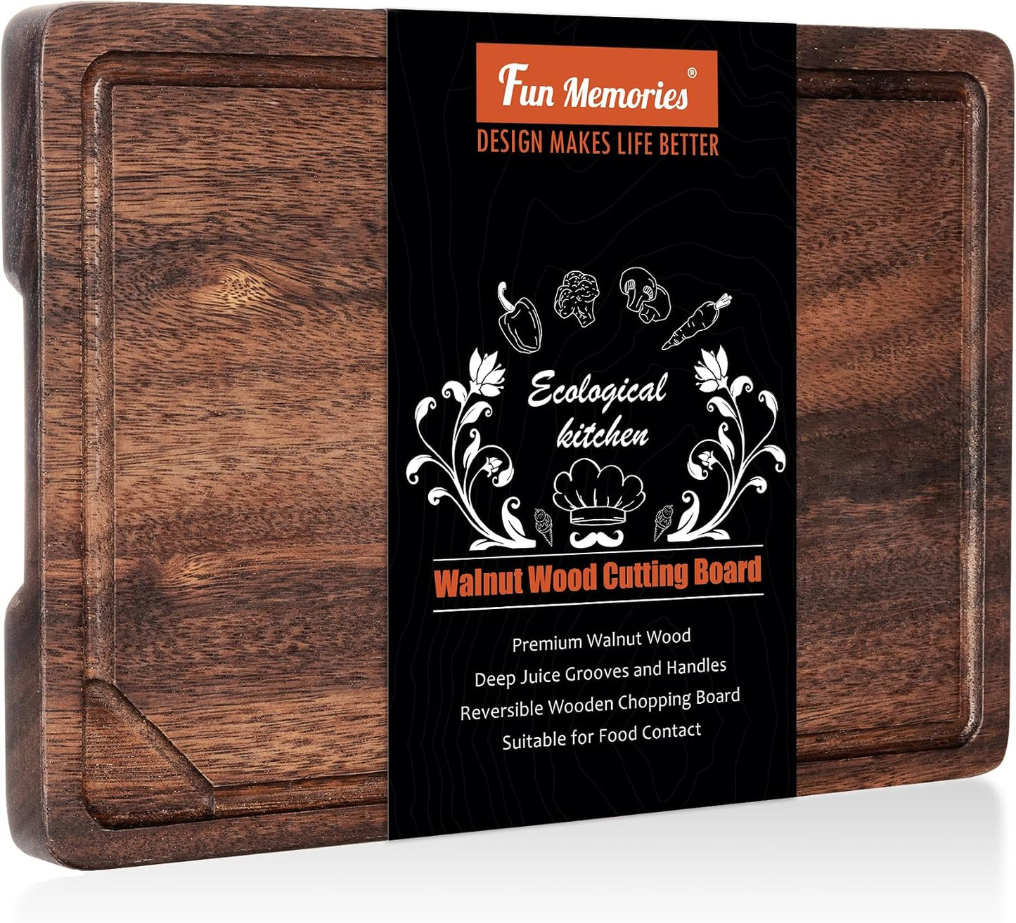 Black Walnut Reversible Cutting Board with Juice Groove