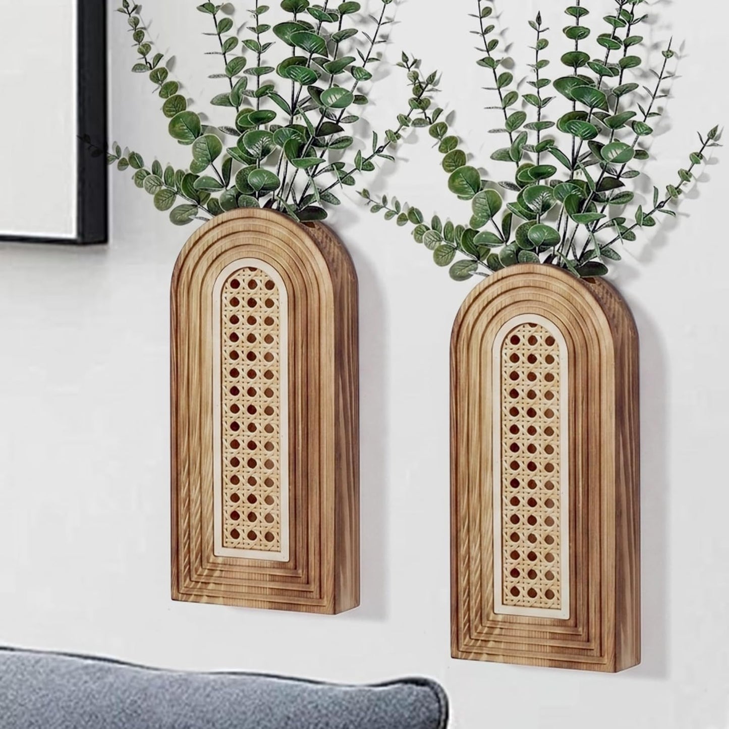 Wooden Wall Vase Set – Modern Farmhouse Wall Decor (Set of 2)