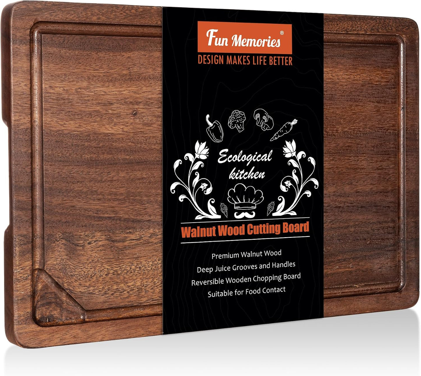 Black Walnut Reversible Cutting Board with Juice Groove