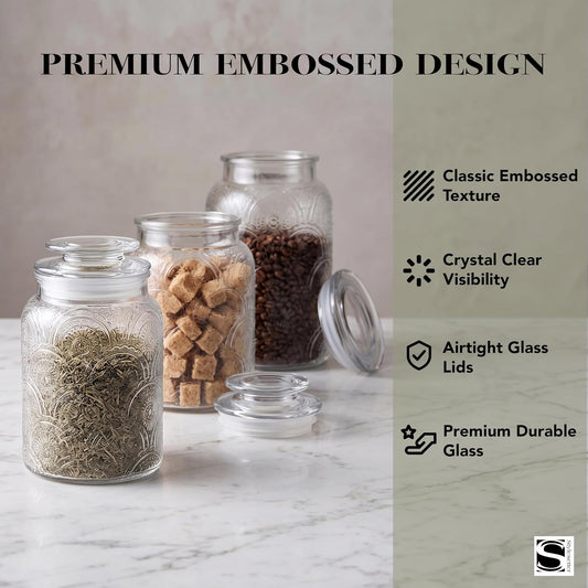 3-Piece Glass Kitchen Canister Set with Lids